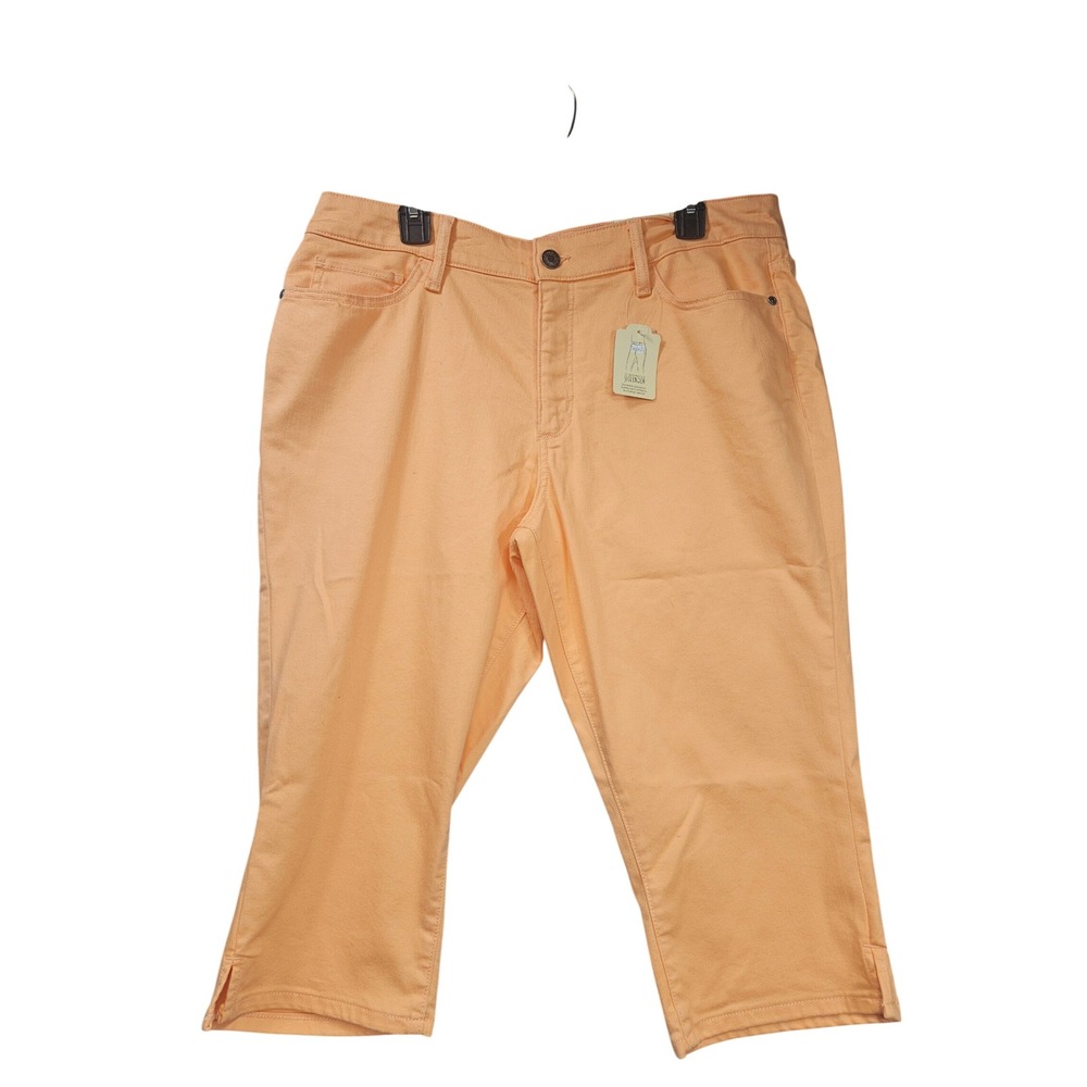 St Johns Bay Womens 16P Capri Pants Papaya Punch Orange Mid Rise New